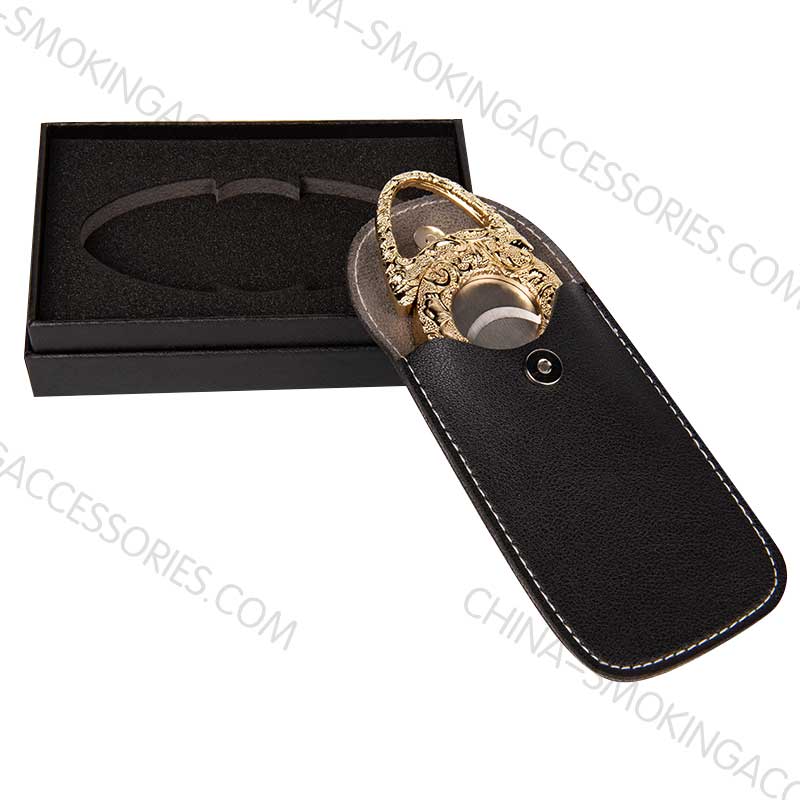 Travel cigar cutter leather case pouch