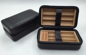 Leather Travel Cigar Humidor Case For 6 Cigar KV7003