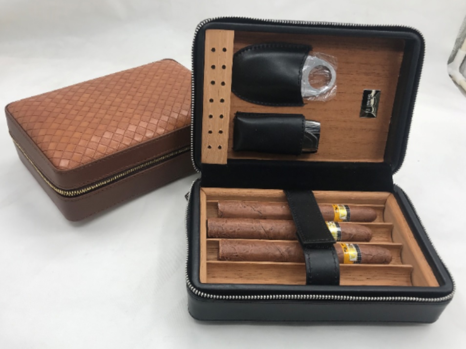 custom leather cigar accessory case KV7002