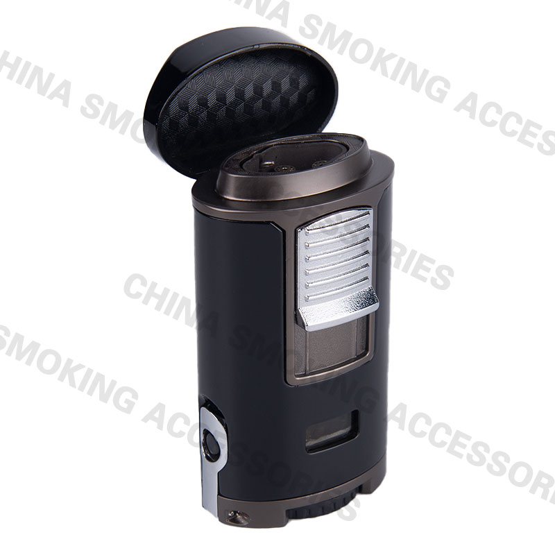 New Cigar Lighter all in one with punch holder Quad Jet Flame 3 in One L003
