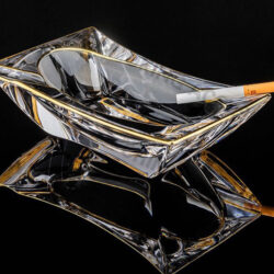 Heavy Glass Cigar Ashtray Crystal Clear Cigar Ashtray Gold edge Custom Logo A-S520