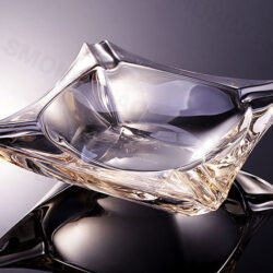 Amber Crystal Glass Cigar Ashtray Gold edge Custom Logo AS523